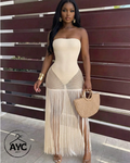 Beige Fringe Dress